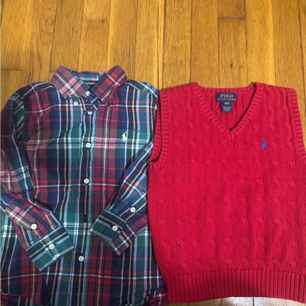 Polo by Ralph Lauren Sweater Vest & Plaid Top